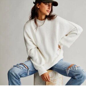 Free People Easy Street Tunic Oversized Sweater White Size Small